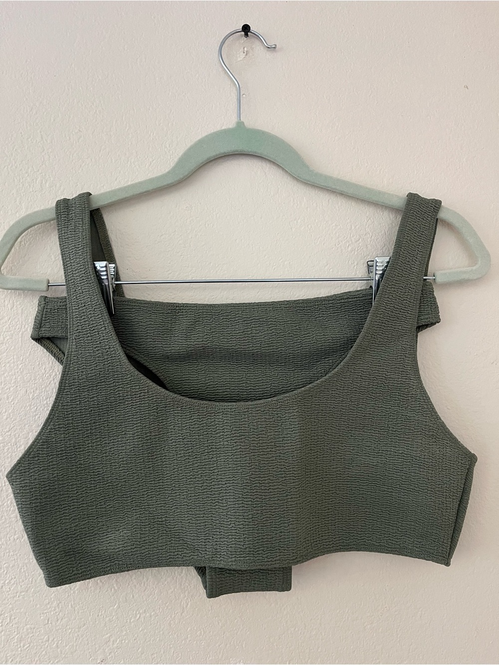 Mikoh Olive Green Ribbed Scoop Crop Top